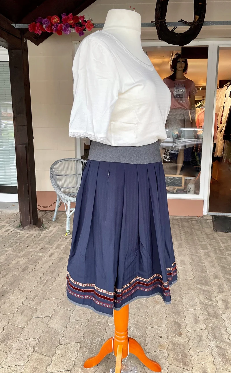 Trachten Rock Midi 60 cm, Wilke, dunkelblau grau, Spieth & Wensky