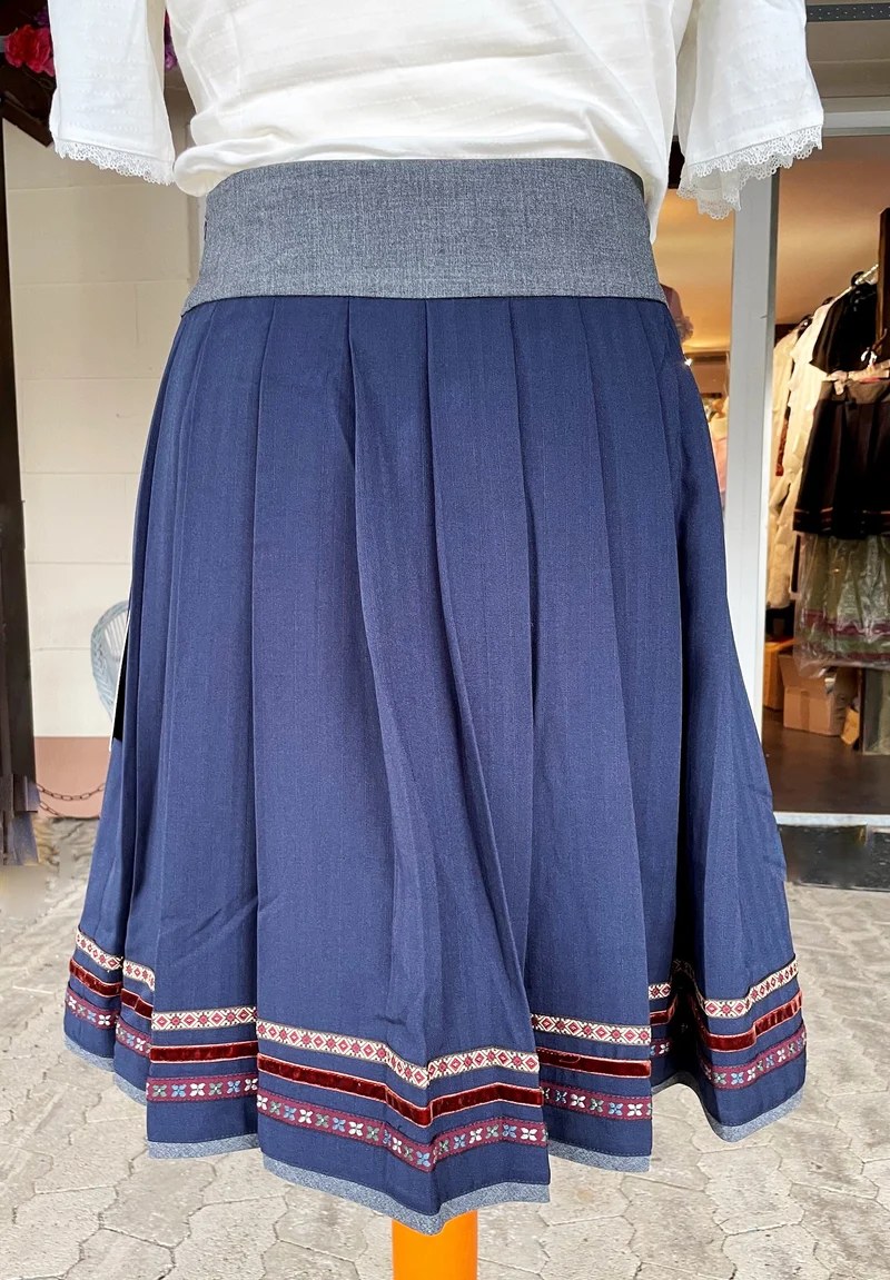 Trachten Rock Midi 60 cm, Wilke, dunkelblau grau, Spieth & Wensky