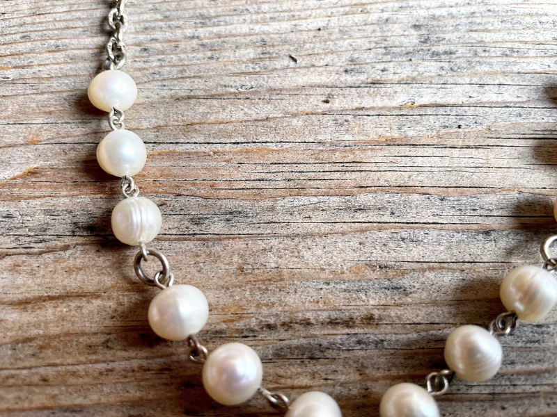 Trachten Kette Collier, Süßwasser Perlen, Herz
