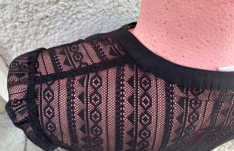 Dirndlbluse, Spieth & Wensky, schwarz, Hirse, Spitze, hochgeschlossen
