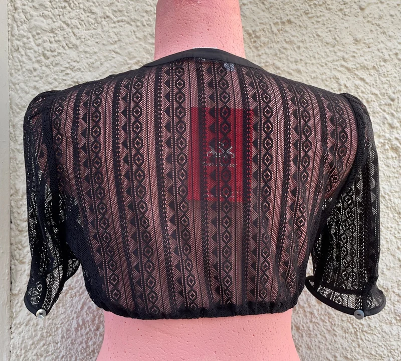 Dirndlbluse, Spieth & Wensky, schwarz, Hirse, Spitze, hochgeschlossen