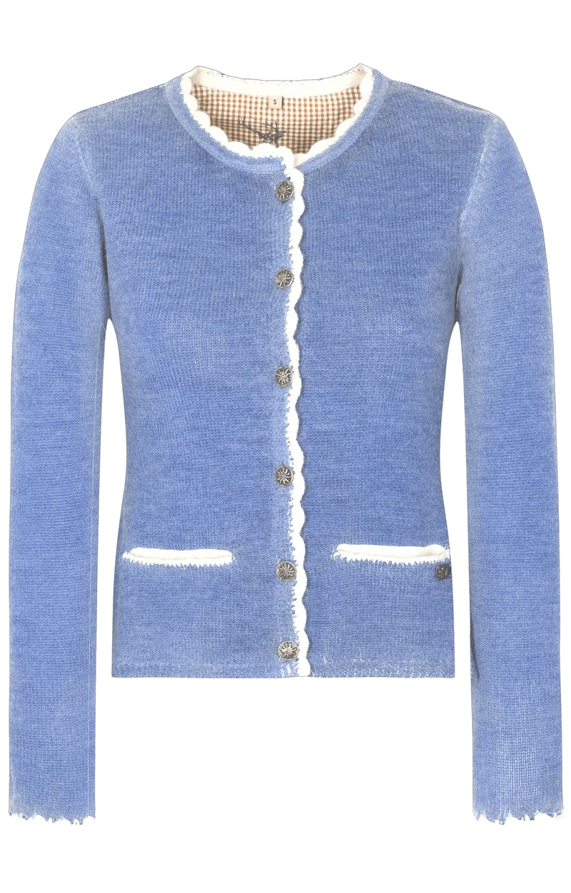 Trachten Jacke, Spieth & Wensky, Horgau Strickjacke blau Hirsch, Gr. S