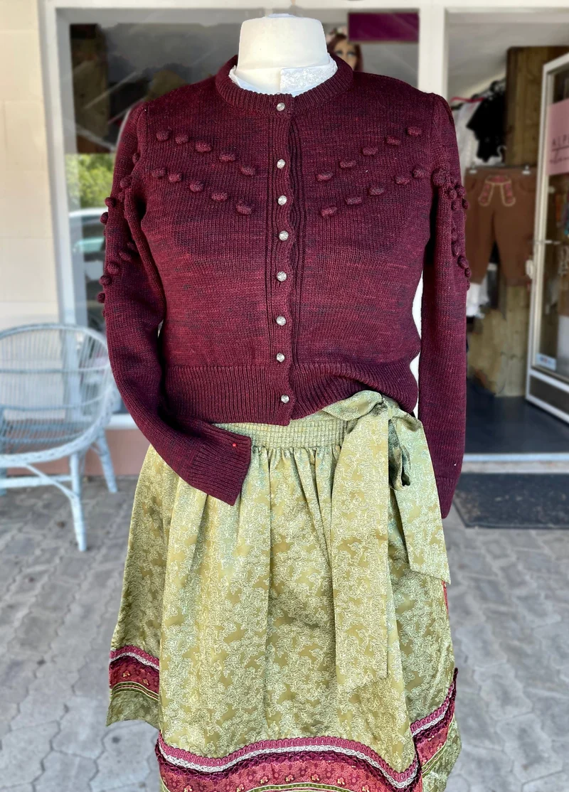 Trachten Jacke, Krüger, Burgund, Rot, Paolia, Strickjacke