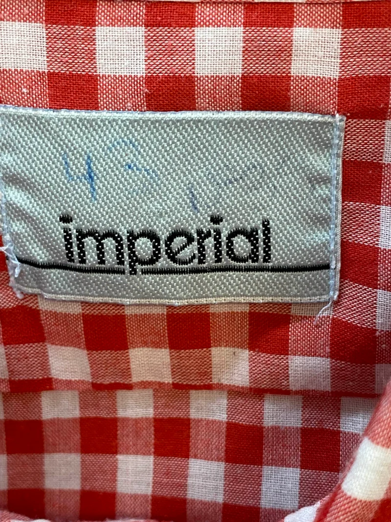 Vintage Trachtenhemd Herren Rot-Weiß Kariert Gr. 43 – Imperial