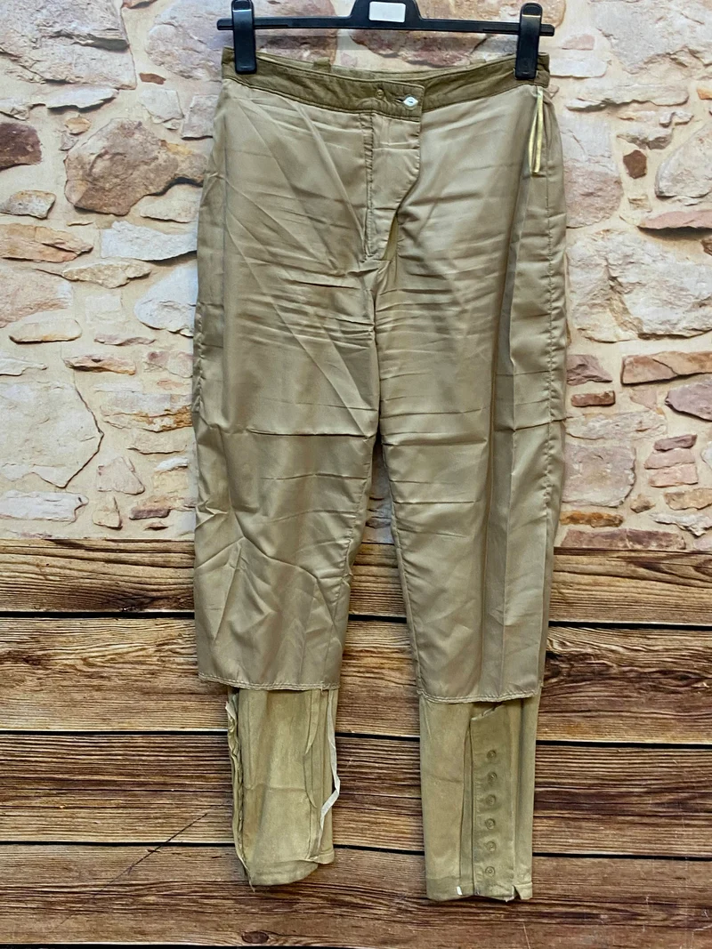 Vintage Damen Trachtenlederhose lang Olivbraun Gr. 42