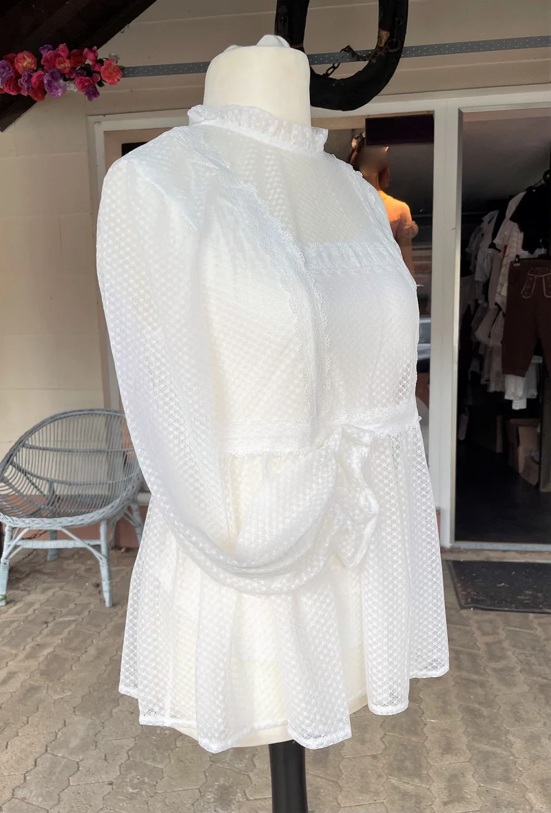 Trachtenbluse, Spieth & Wensky, langarm, Wainya, offwhite