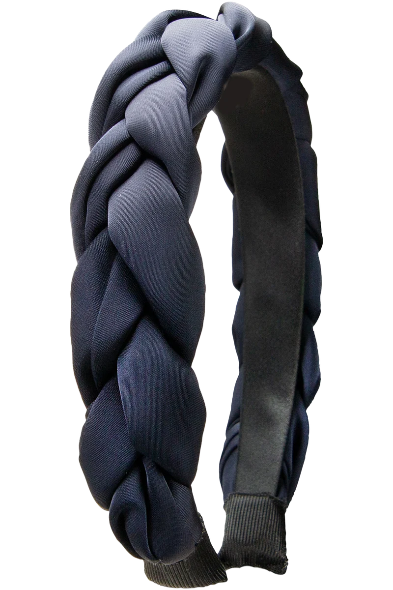 Damen Satin-Haarreif mit Flechtdesign - blau