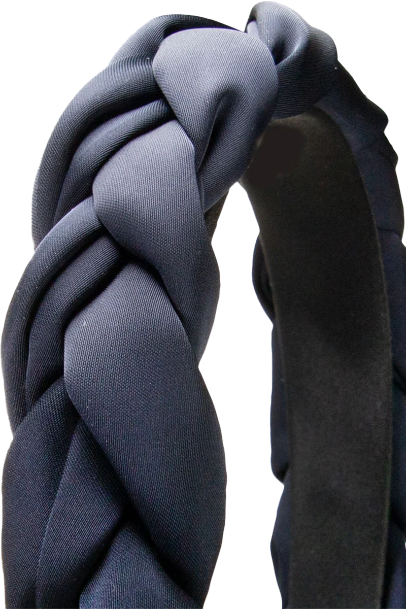 Damen Satin-Haarreif mit Flechtdesign - blau