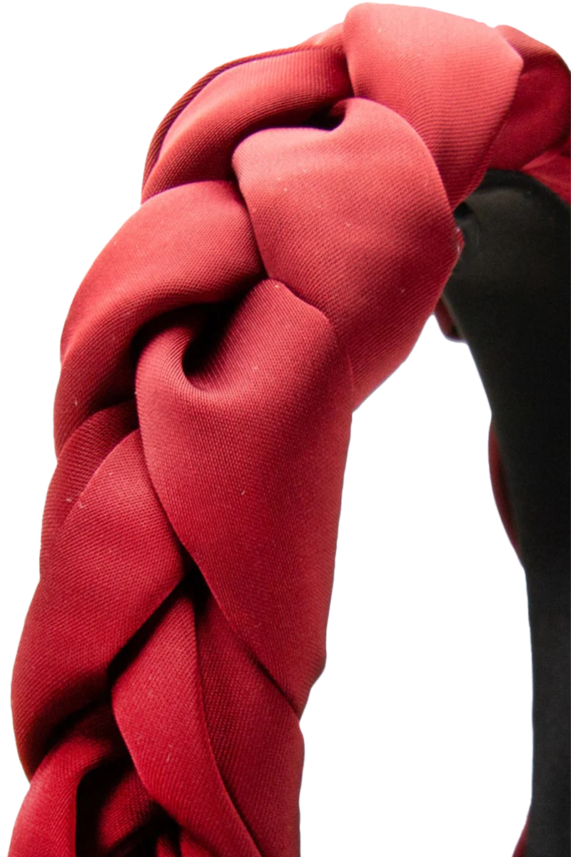 Damen Satin-Haarreif mit Flechtdesign - rot