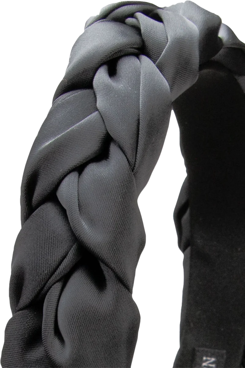 Damen Satin-Haarreif mit Flechtdesign - dunkelgrau