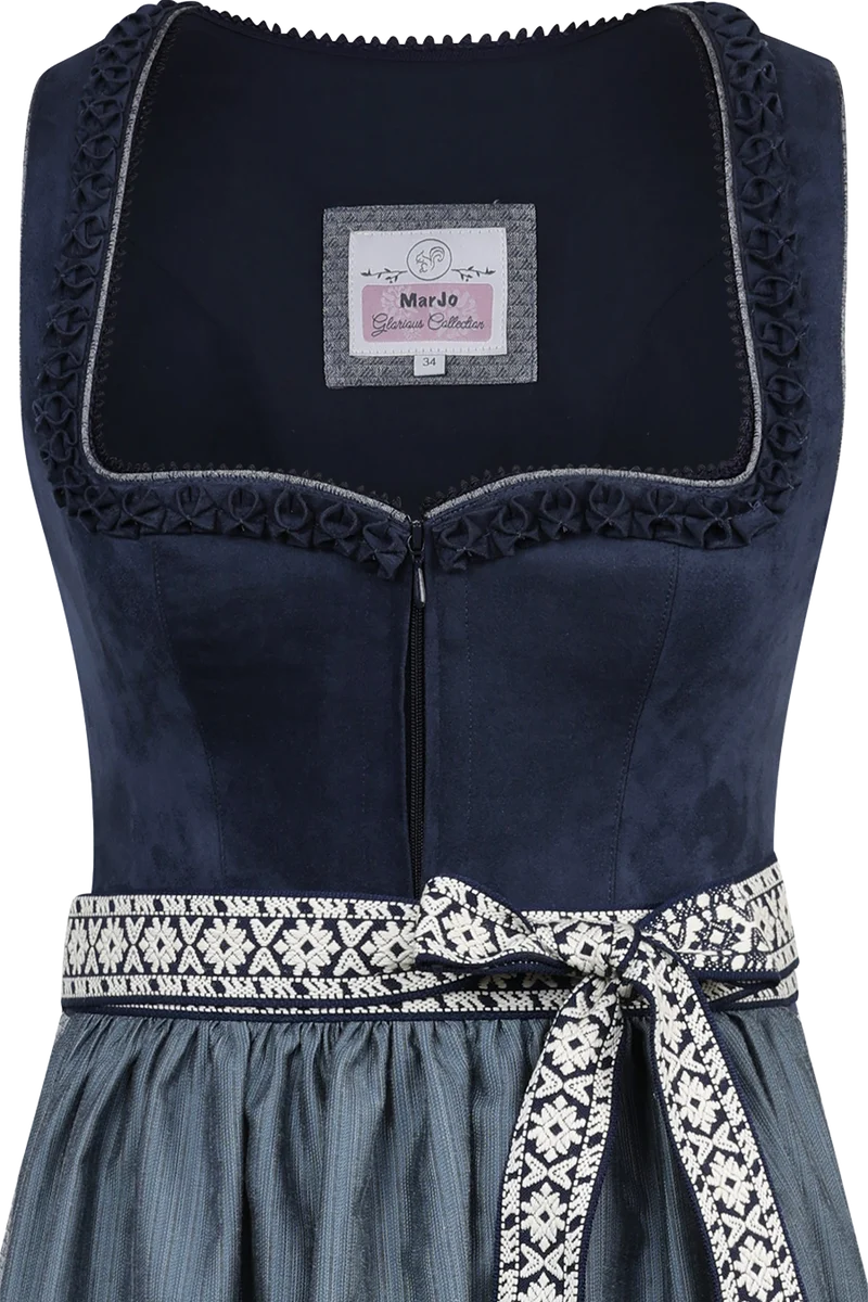 Midi-Dirndl mit Herz-Ausschnitt und Froschgoscherl - midnight denim
