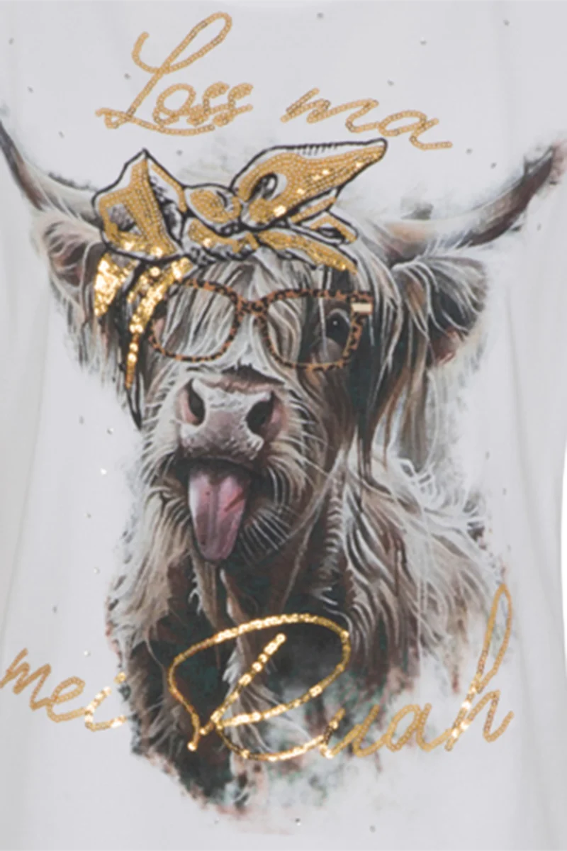 Damen T-Shirt mit frechem Kuhkopf-Druck