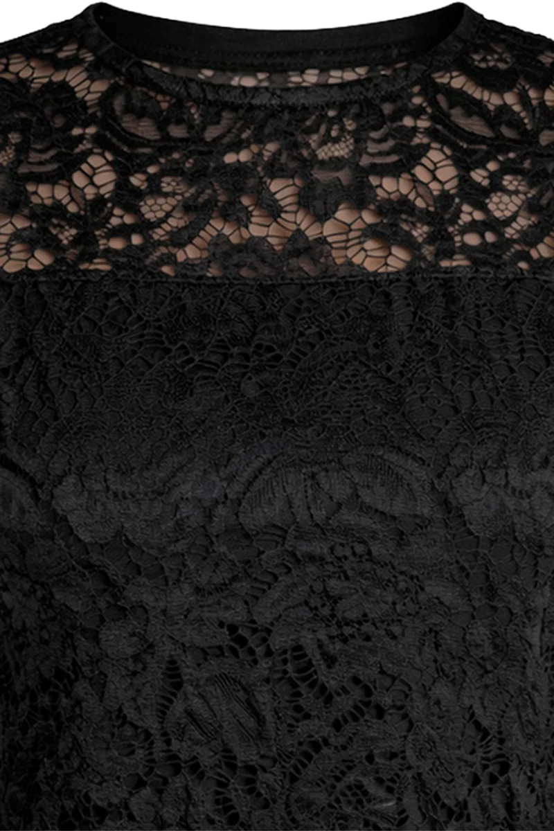 Damen Spitzenshirt Kurzarm - schwarz