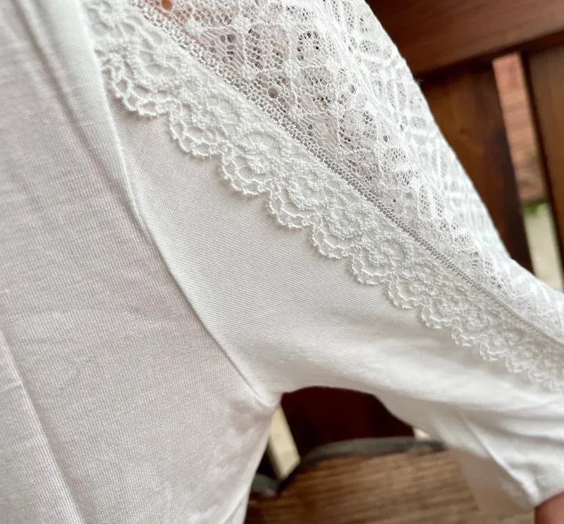 Dirndlbluse Krüger Collections, Guiliana, ecru, hochgeschlossen