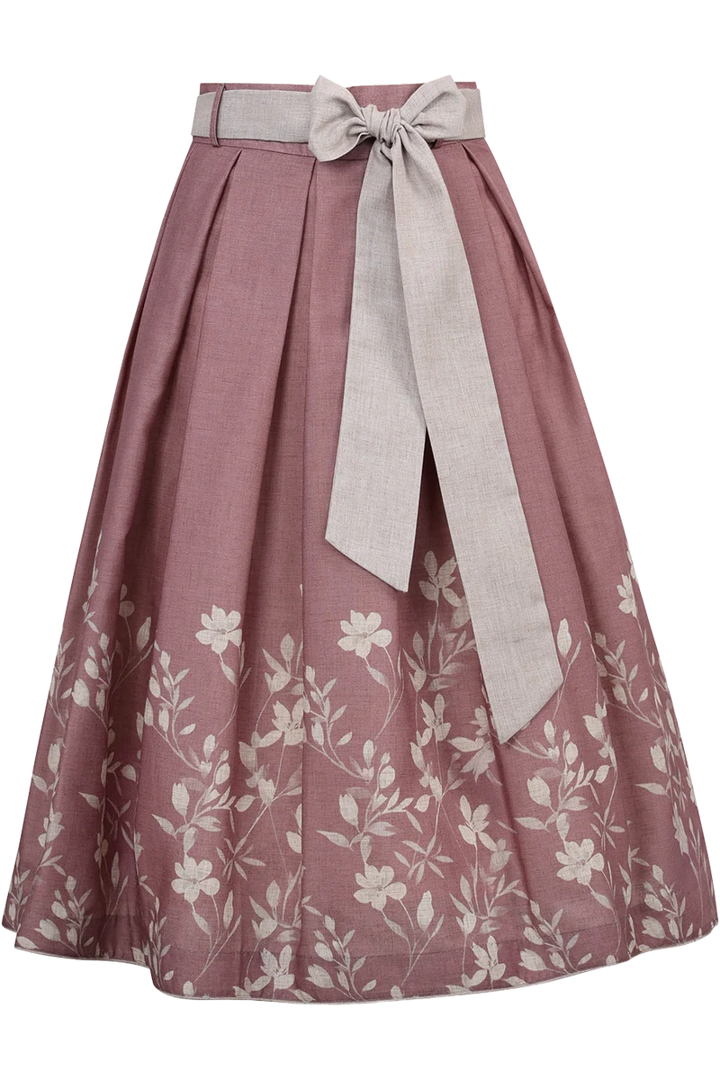 Trachtenrock in Midilänge mit Blumenmuster - malve