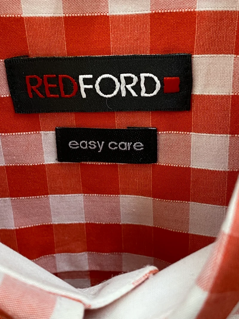 Redford Herren Trachtenhemd Gr. 40 rot weiß kariert