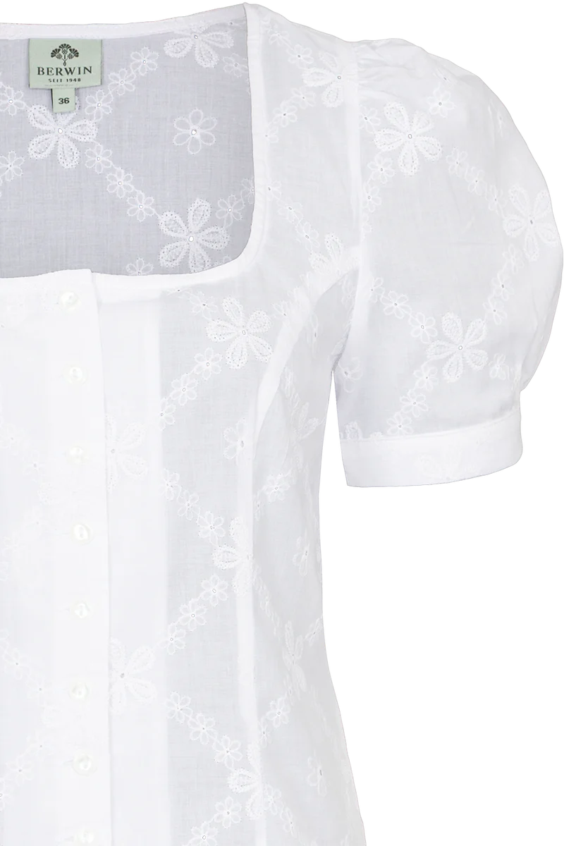 Damen Trachten-Miederbluse mit Blumenstickerei