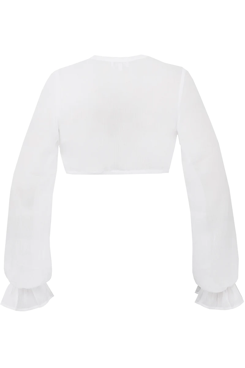 Dirndlbluse mit weiten Ärmeln und V-Ausschnitt - offwhite