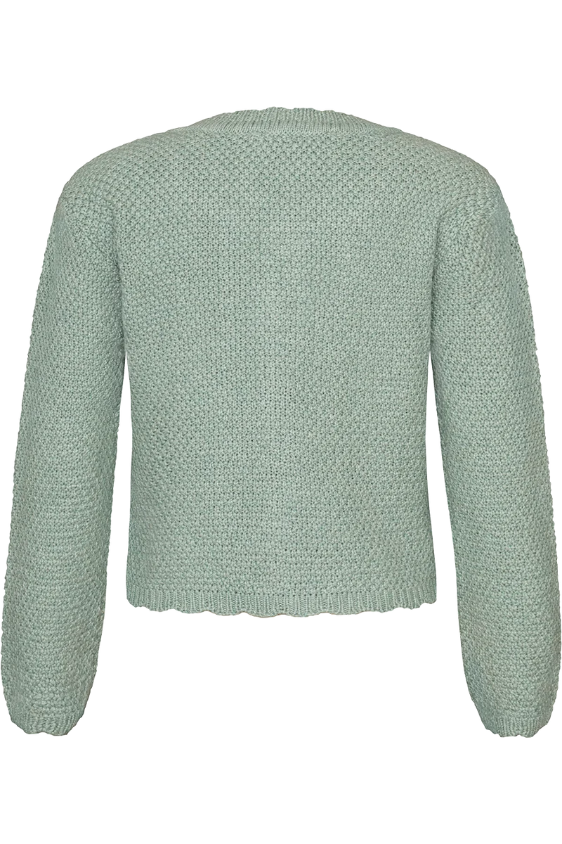 Kinder Trachten-Strickjacke mit feinem Lochmuster - salbei