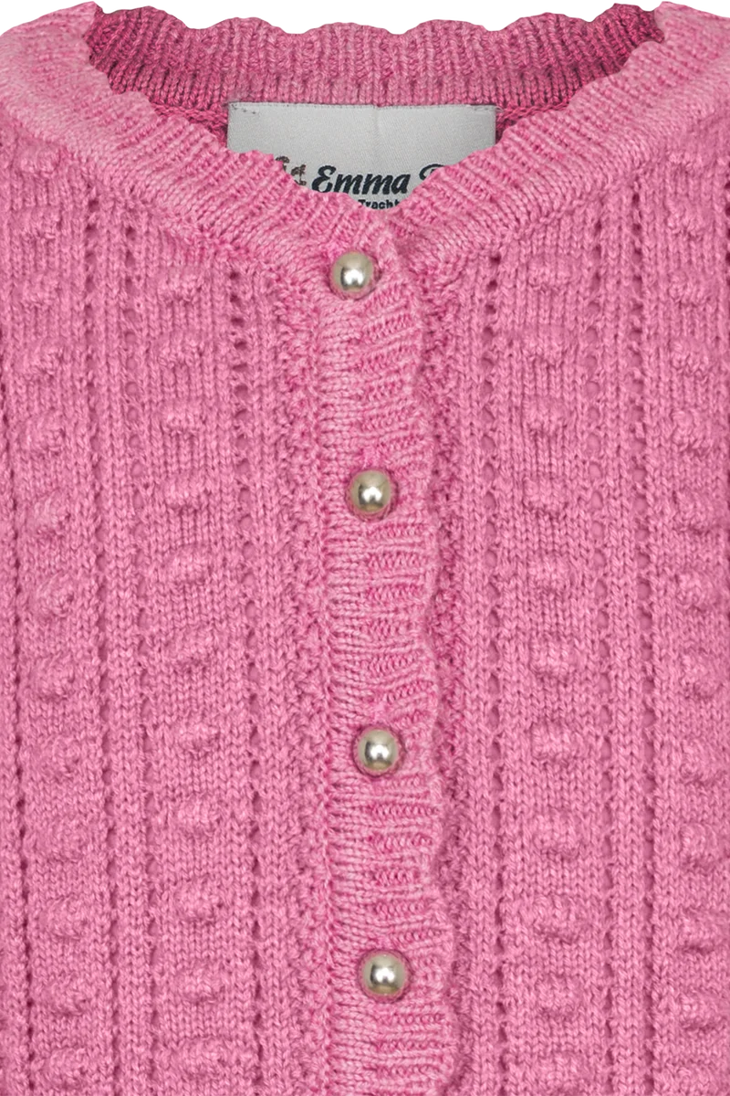 Kinder Trachten-Strickjacke mit feinem Lochmuster - himbeere