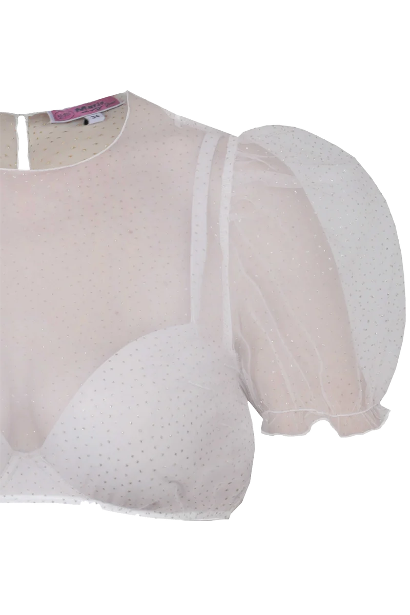 Dirndlbluse aus Tüll vollelastisch - creme