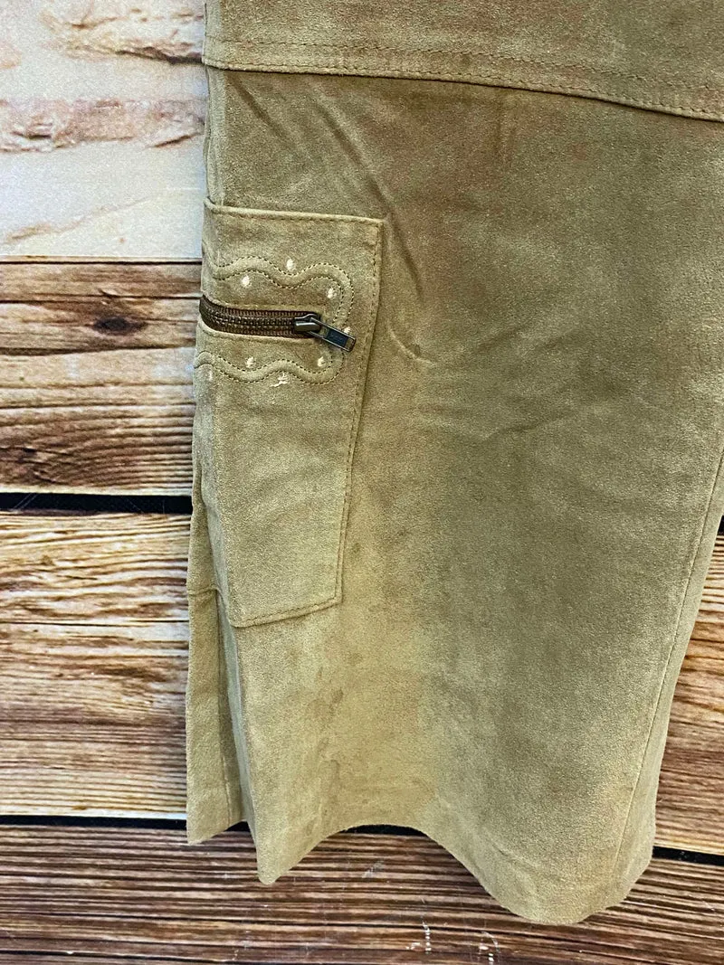 Vintage Damen Lederhose Gr. 40 – lange Trachtenhose aus echtem Leder