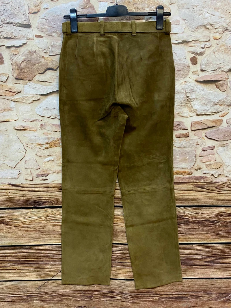 Vintage Damen Lederhose Gr. 40 – Karl Kübler Leder-Trachten in Olivbraun