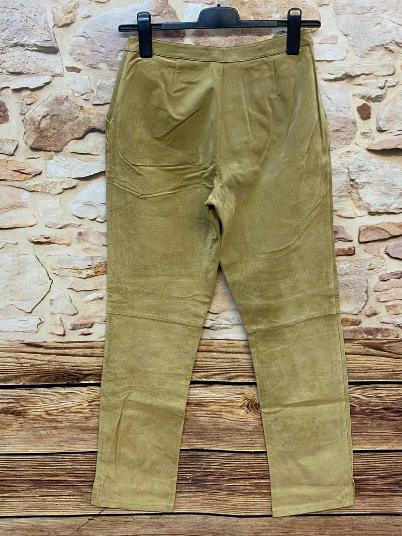 MEICO Damen Lederhose Gr. 38 – helle lange Trachtenlederhose aus 100% Leder