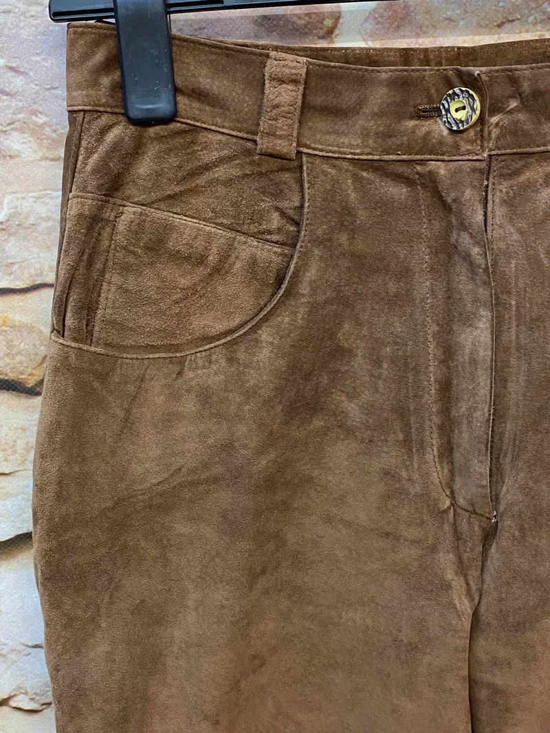 Vintage 80er/90er Damen Lederhose aus Echtleder Braun Gr. 42