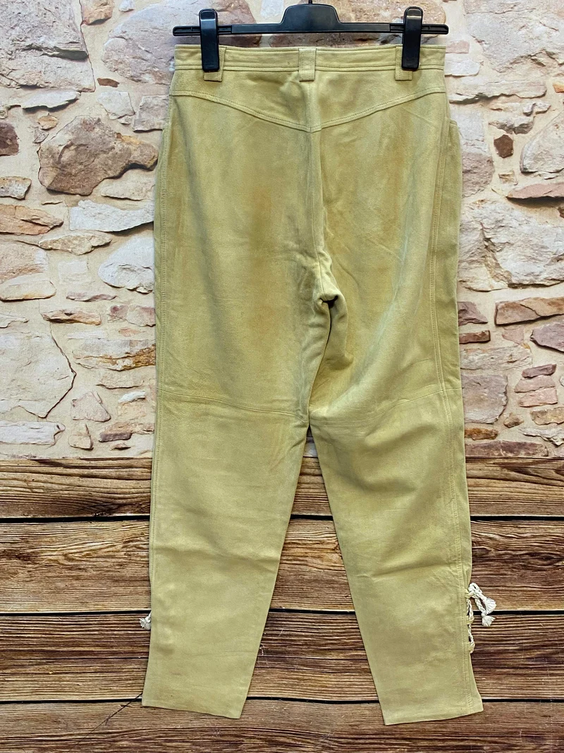 Petressa Damen Lederhose Gr. 40 – lange helle Trachtenlederhose aus 100% Leder