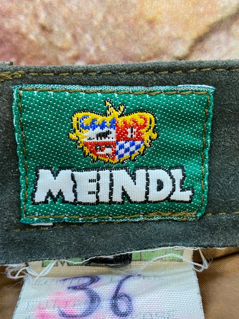 Meindl Damen Lederhose Gr. 36 – lange Trachtenlederhose in Olivgrün aus Leder