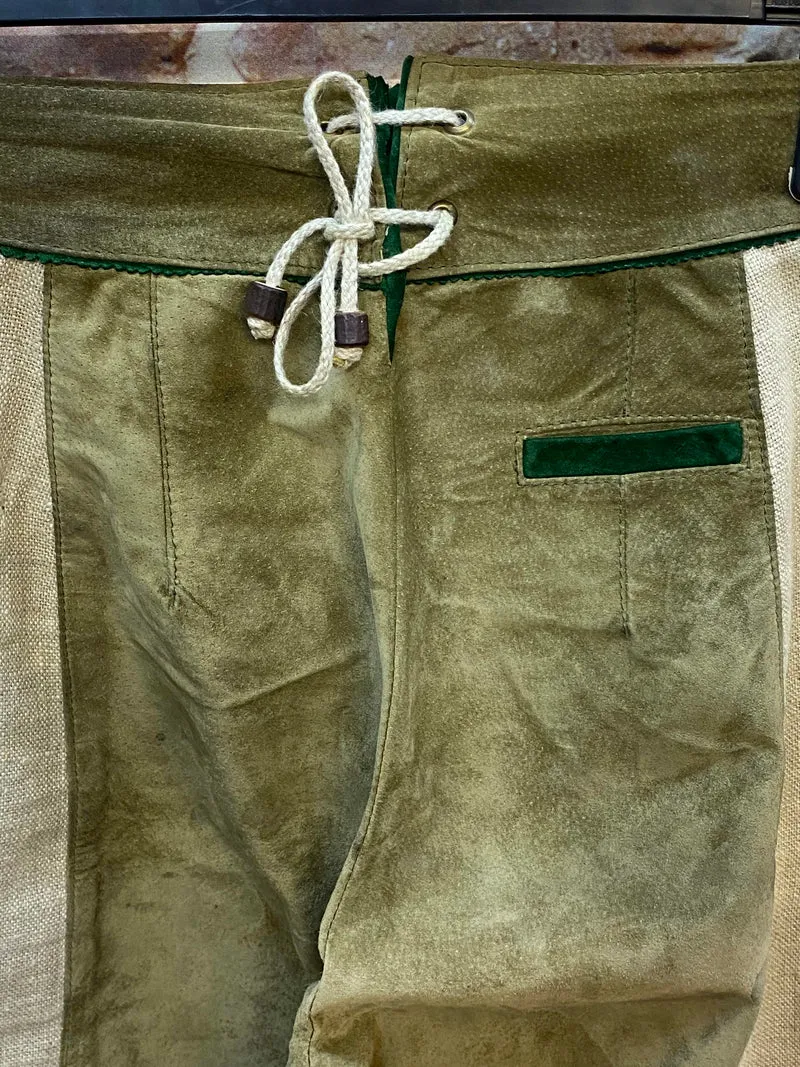Lange Lederhose Damen Gr. 38 – olivgrüne Trachtenlederhose aus Echtleder