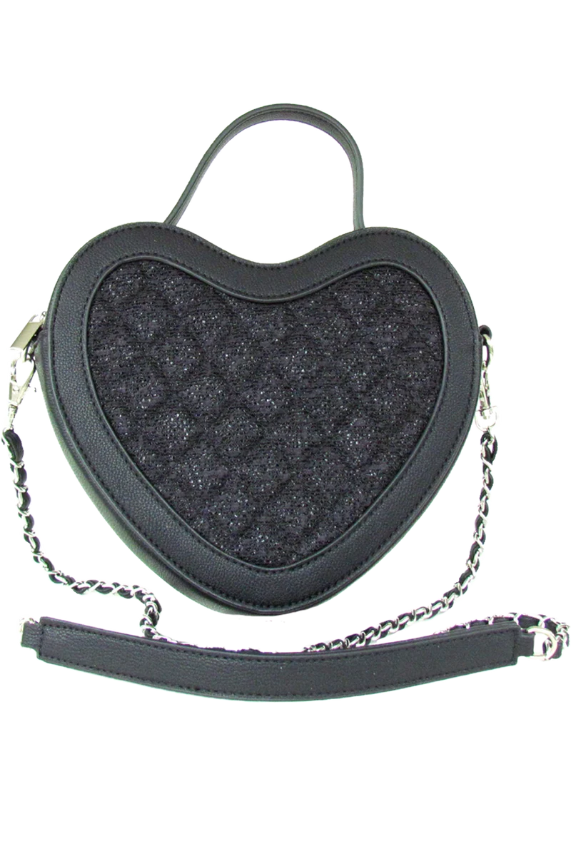 Damen Herztasche im Trachtenstil - schwarz