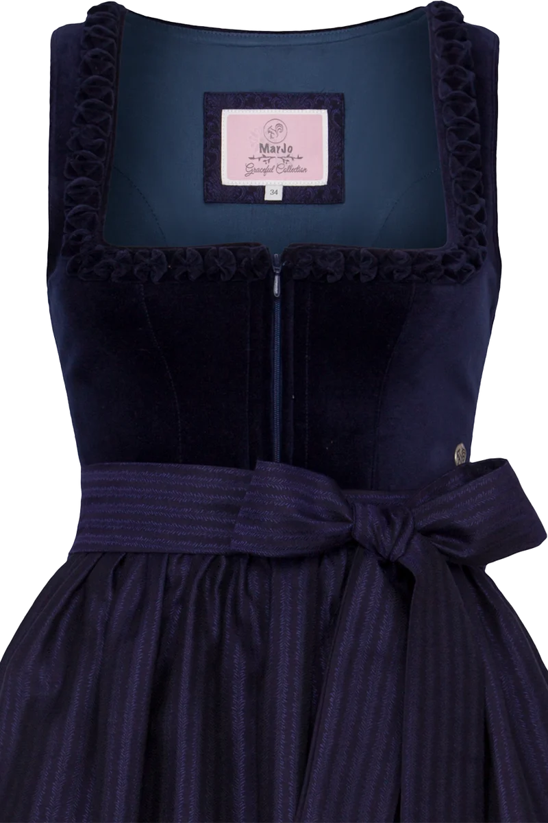 Midi-Dirndl mit Baumwoll-Samtoberteil - marine