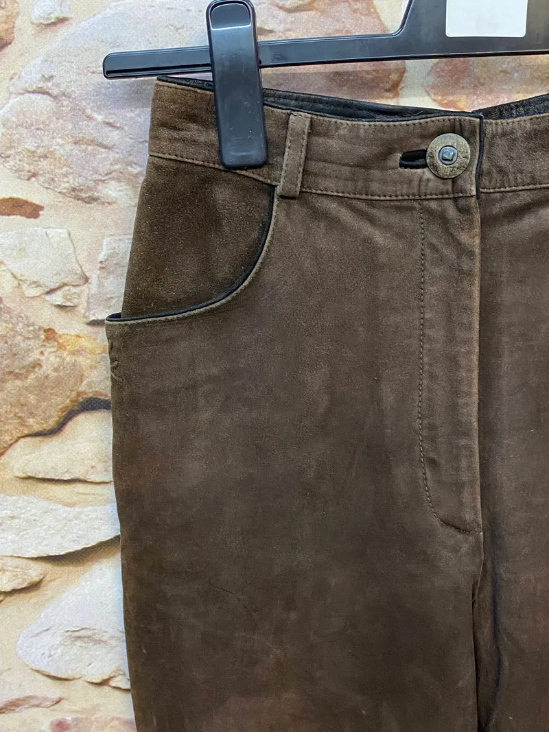 Lange Lederhose Damen Gr. 36 – braune Tofana Lederhose aus Echtleder