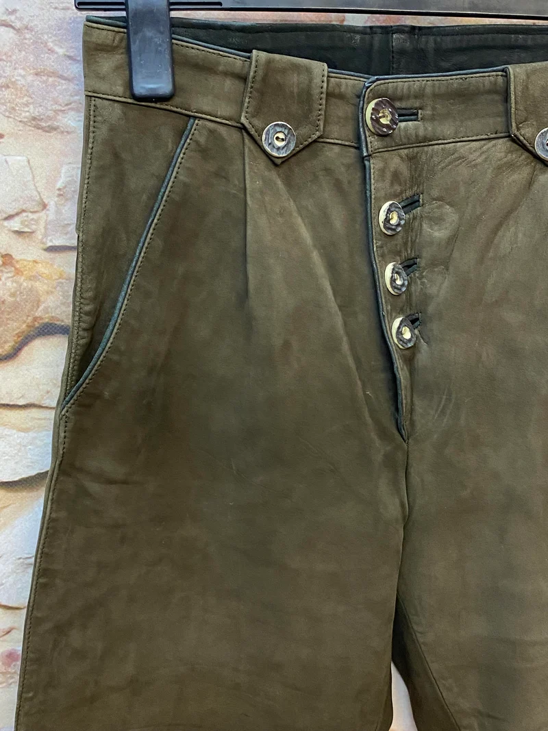 Lange Lederhose Damen Gr. 46 – grüne Canda Lederhose aus Echtleder
