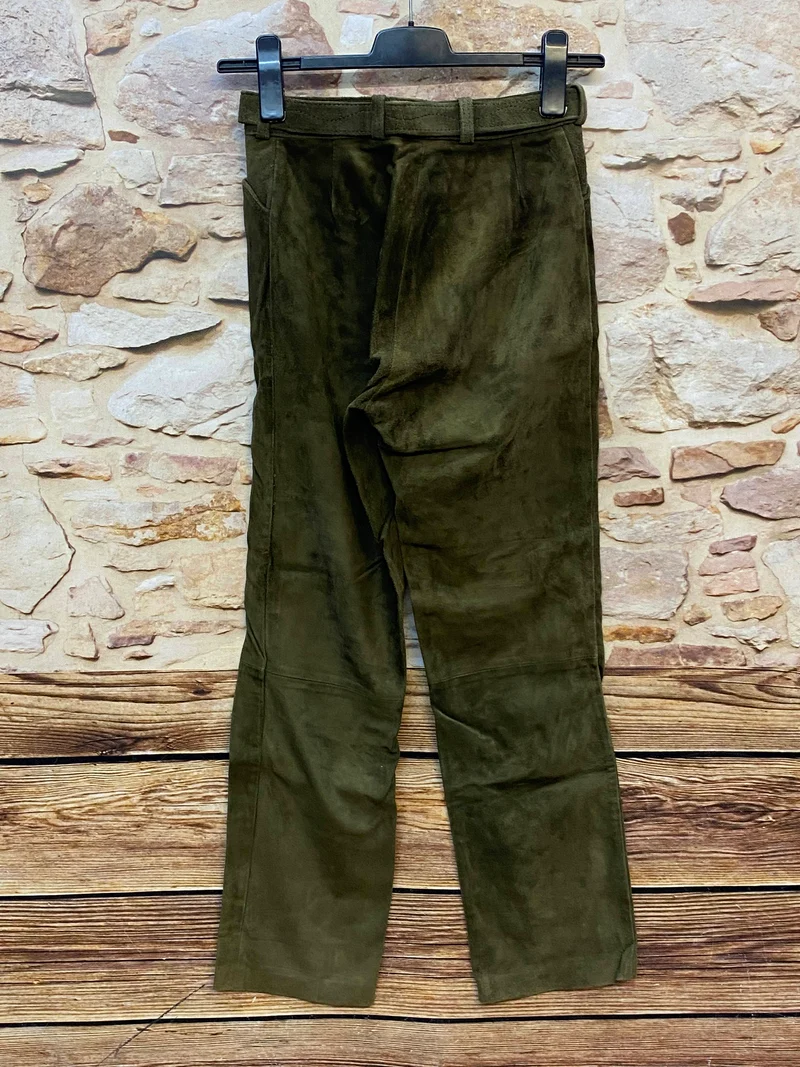 Lange Lederhose Damen Gr. 36 – grüne Trachtenlederhose aus Echtleder