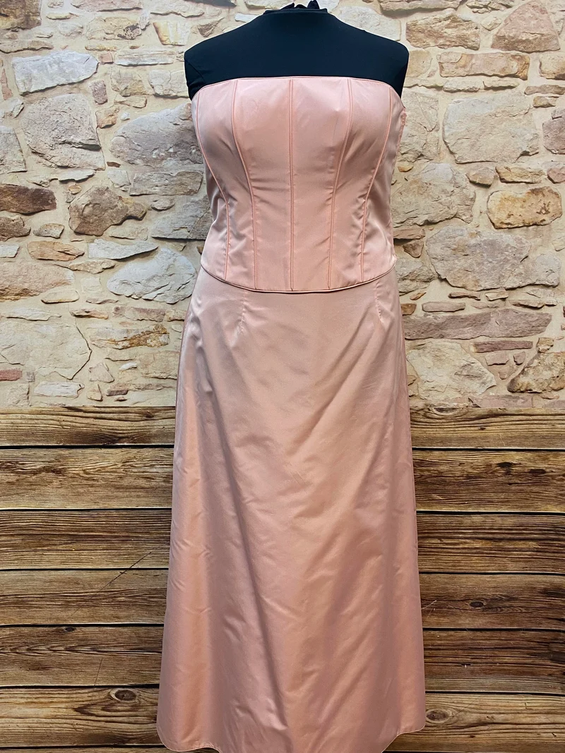Vintage Abendkleid Rosé mit Corsage Gr. 48