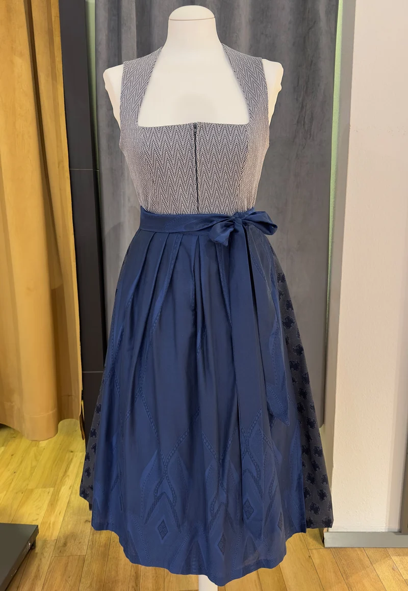 Dirndl Goldstich grau/blau 75cm