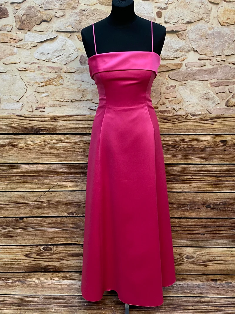 Vintage Abendkleid Pink Satin Maxikleid 90er Jahre Gr. 34