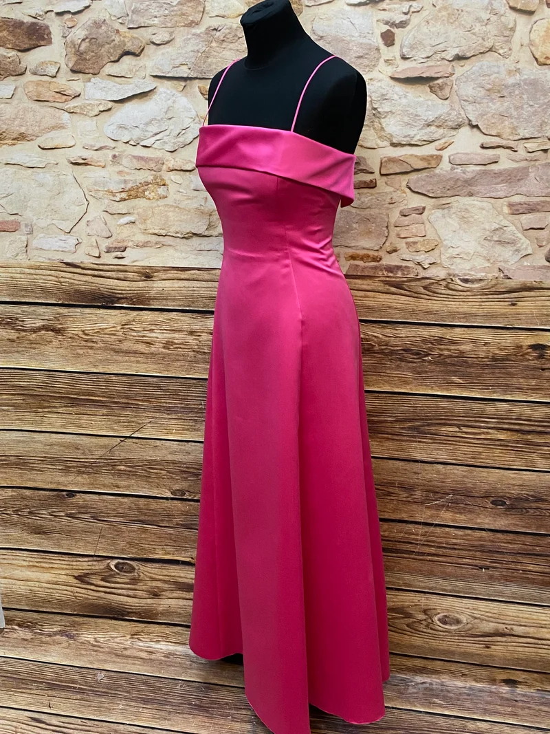 Vintage Abendkleid Pink Satin Maxikleid 90er Jahre Gr. 34