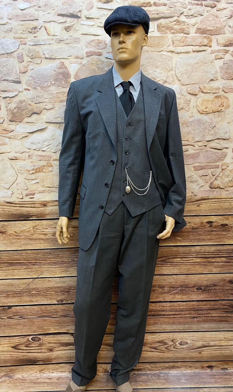Vintage 20er Jahre Herren Outfit Schurwolle Grau – britischer 1920er-Jahre-Stil Komplettset Gr. 102