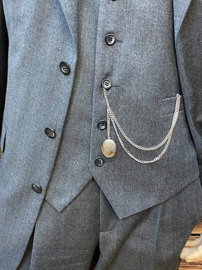 Vintage 20er Jahre Herren Outfit Schurwolle Grau – britischer 1920er-Jahre-Stil Komplettset Gr. 102