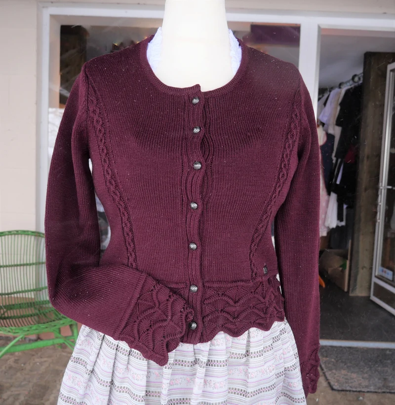 Trachten Jacke, Spieth & Wensky, Minze, Burgund, Rot, Gr. L (40/42)