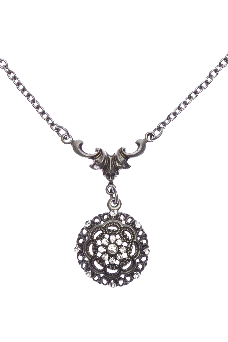 Damen Halskette mit floralem Ornamentanhänger
