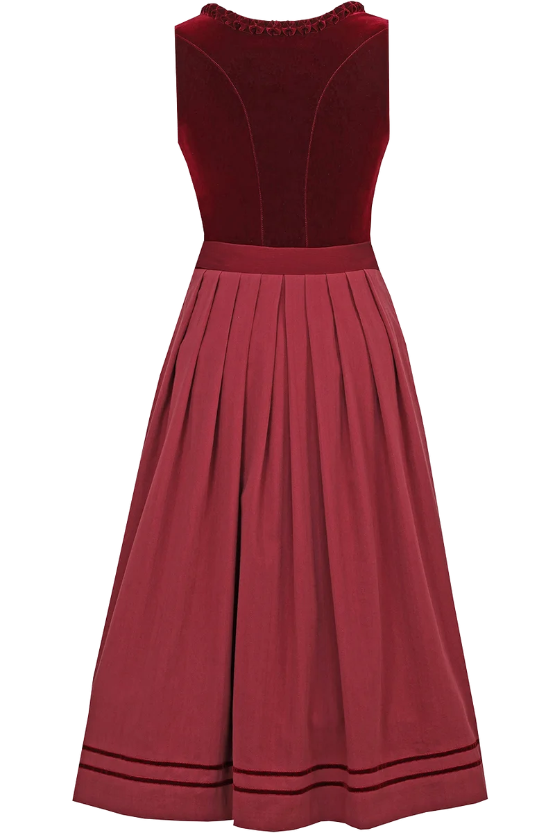 Midi-Samtdirndl mit eckigem Ausschnitt und Froschgoscherl