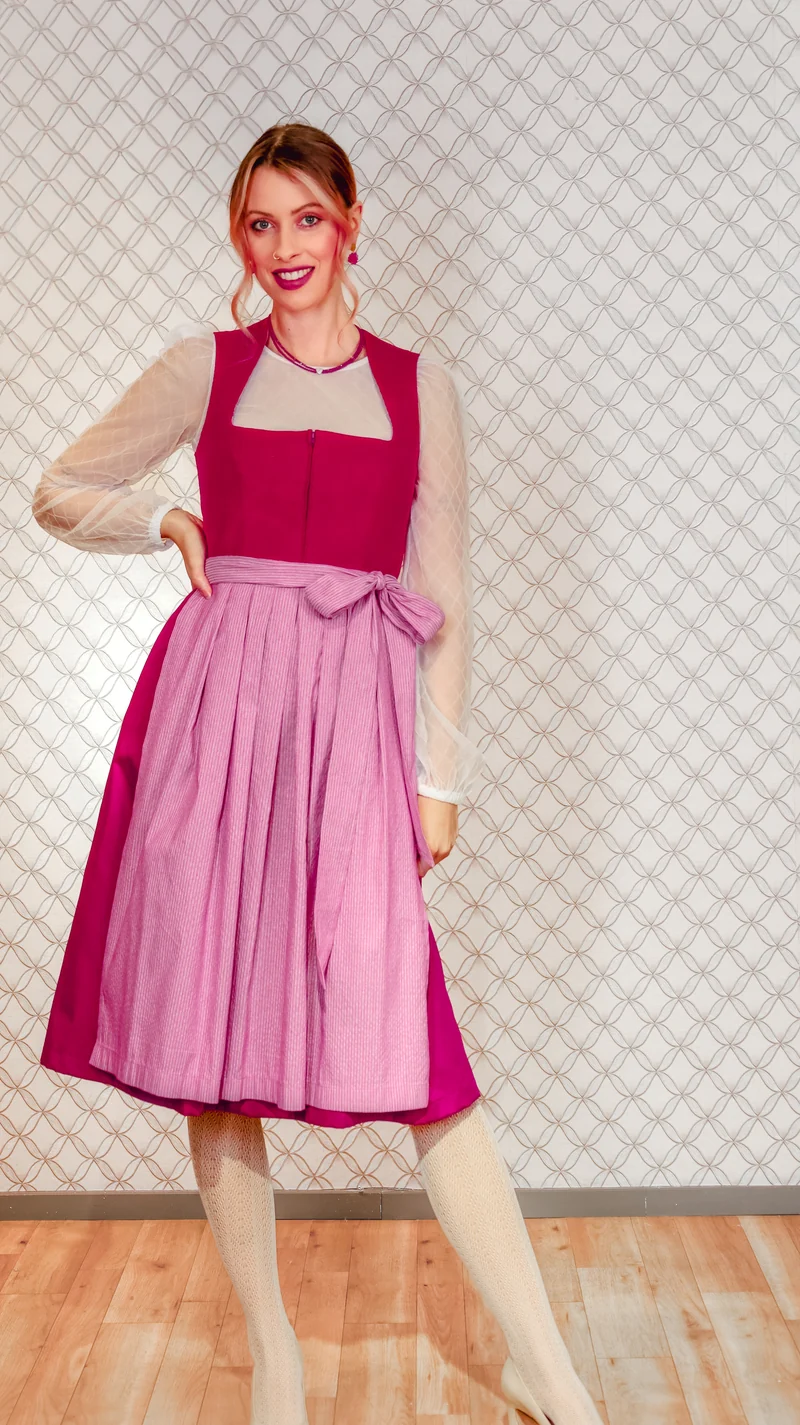 Corddirndl Goldstich pink 70cm