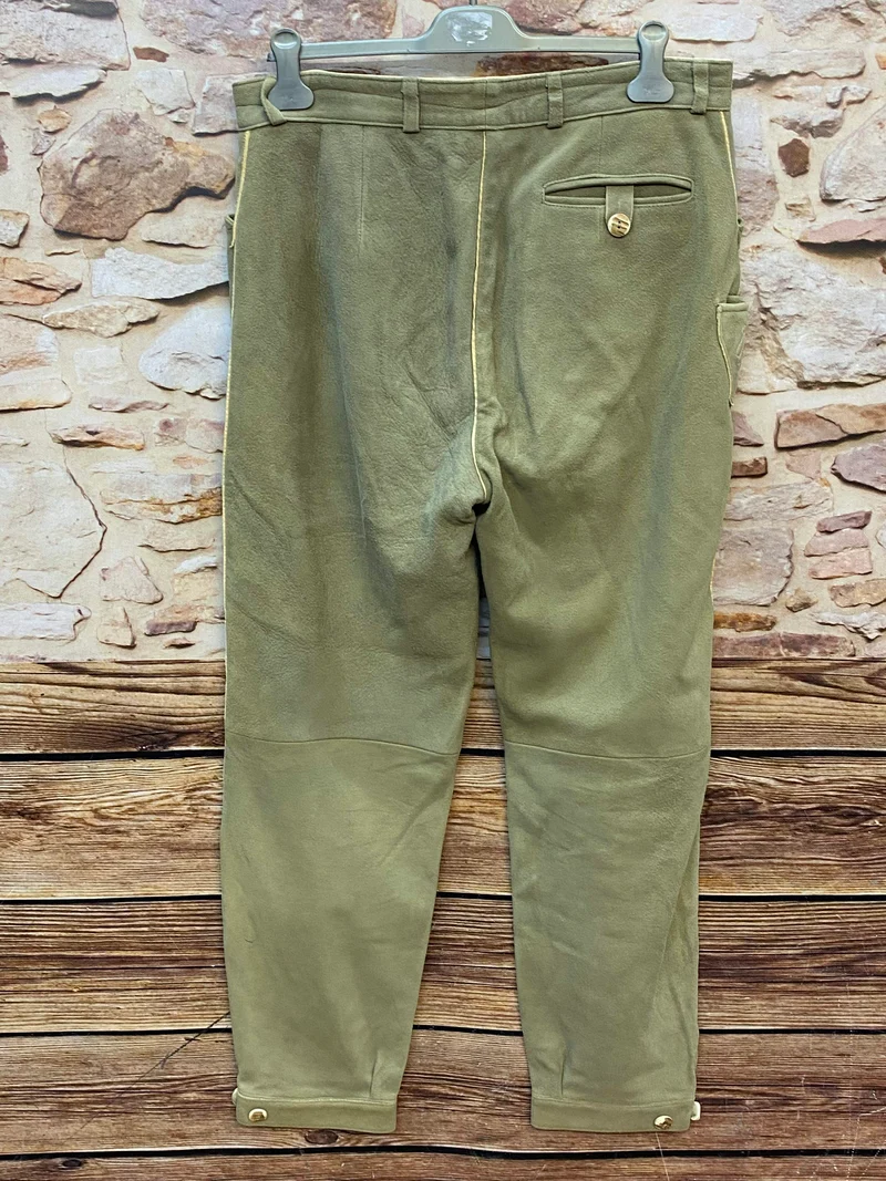 Vintage Trachten Lederhose Herren hellgrün Gr. 102 lange Lederhose Echtleder