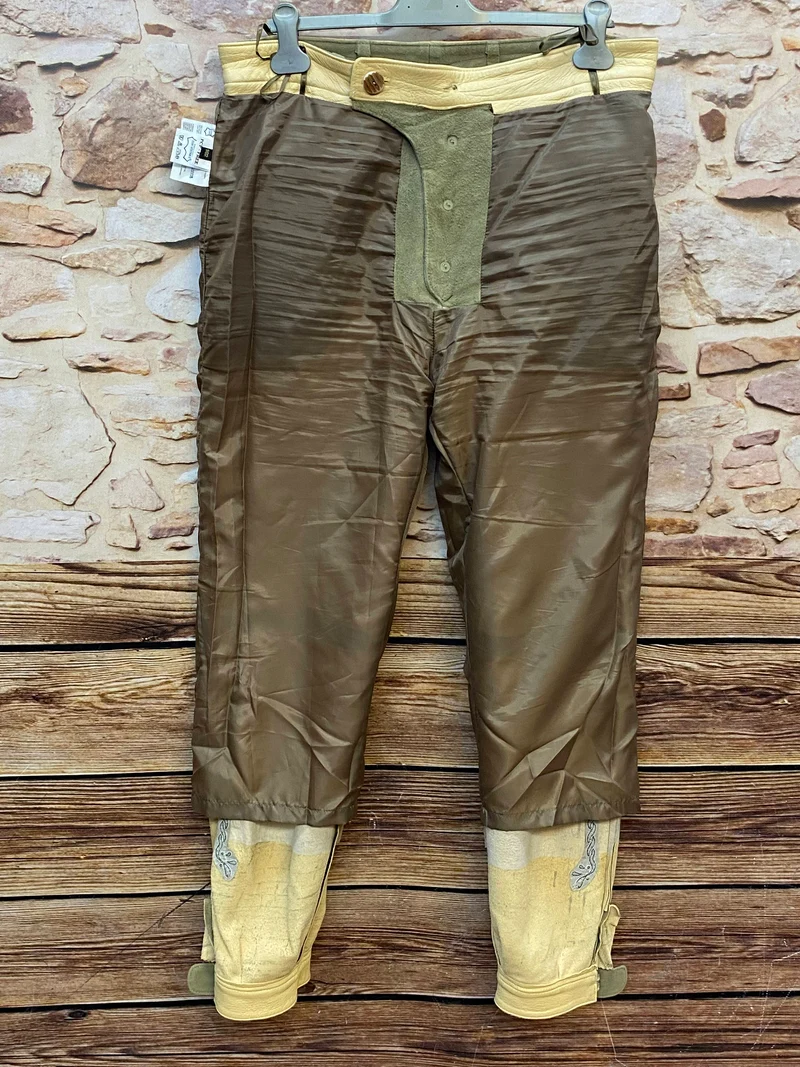 Vintage Trachten Lederhose Herren hellgrün Gr. 102 lange Lederhose Echtleder