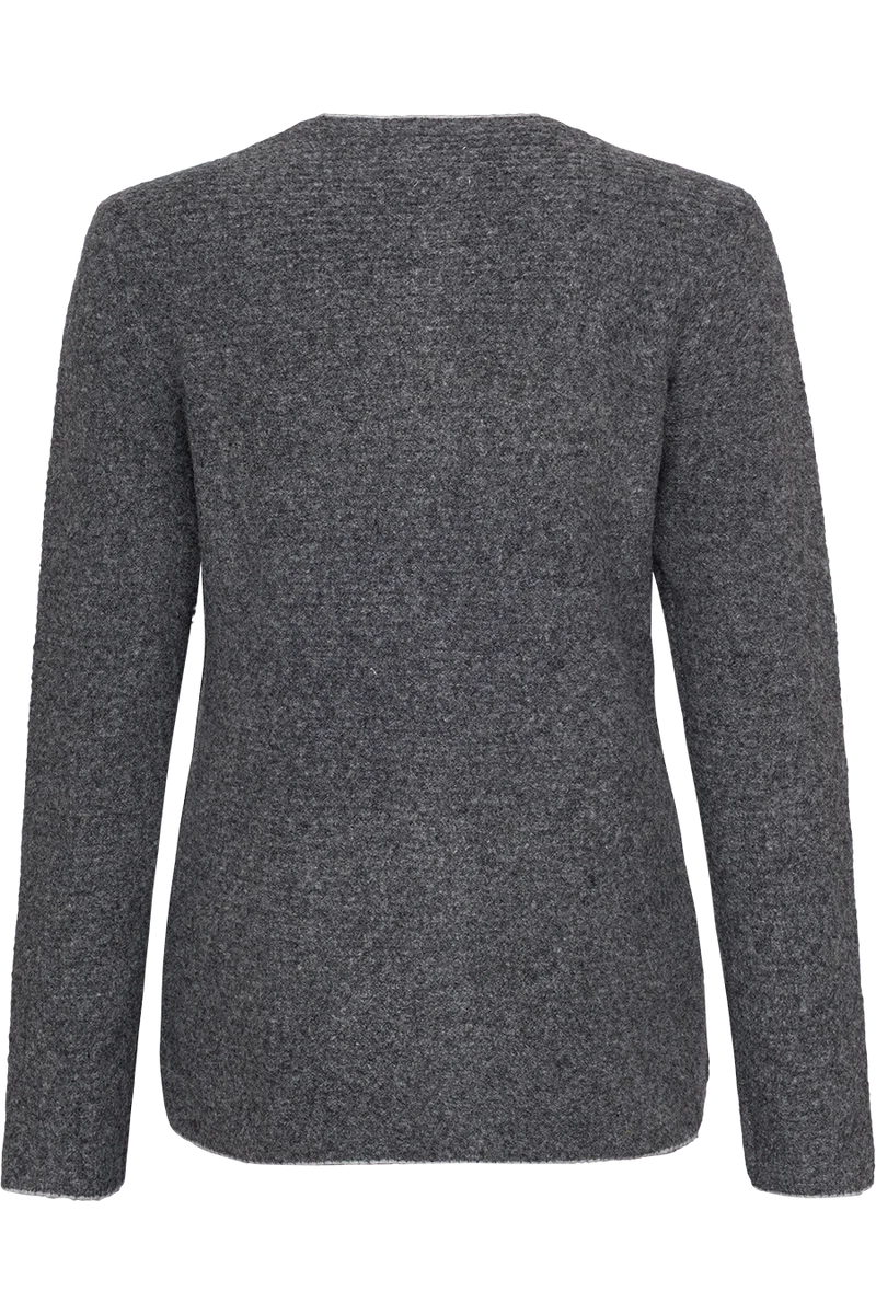 Damen Walkoptik-Strickjacke mit Woll- und Stretchanteil - grau